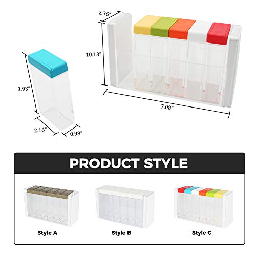 YIXIN Set of 6 Spice Shaker Seasoning Bottle Jar Condiment Storage Container with Tray for Salt Sugar Cruet, Color Random Delivery