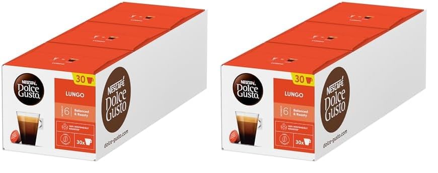 NESCAFÉ DOLCE GUSTO Lungo Kaffeekapseln 3er Vorratspack (3 x 30 Portionen) (Packung mit 2)