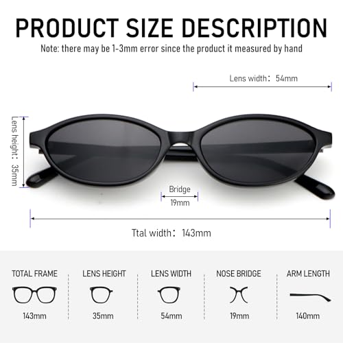 Oval Sunglasses for Women Chic Cat Eye Vintage Thin Frame Lightweight Narrow Shades Trendy Sun Glasses4