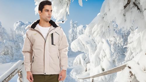 Image of QPNGRP Mens Waterproof Fleece Ski Jacket Windproof Winter Snow Coat
