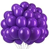 RUBFAC Dark Purple Balloons 120pcs 12 Inches Latex Balloons for Birthday Anniversary Wedding Party Bachelorette Supplies Arch Garland Decoration