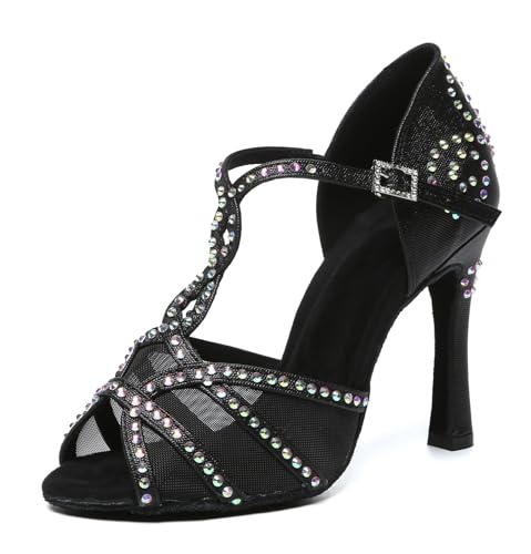 Chaussures de danse latine avec talon de 10 cm et strass pour un maintien parfait