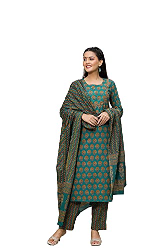 Image of Vaamsi Women's Rayon Blend Floral Printed Straight Kurta Pant With Dupatta