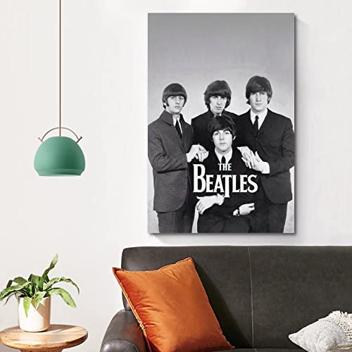 SHUPSY Poster décoratif sur toile The Beatles Band noir et blanc 60 x 90 cm - Les Beatles, Paul McCartney, John Lennon, RIngo Starr, George Harrison SHUPSY Poster décoratif sur toile The Beatles Band noir et blanc 60 x 90 cm – Image 5