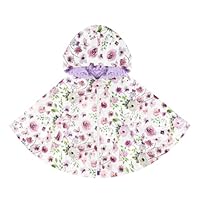 GFU Toddler Car Seat Poncho, Warm Kids Hooded Poncho Coat, Winter Carseat Cover for Baby Girl, Soft & Comfortable Car Seat Blanket for Babies, Purple Flowers