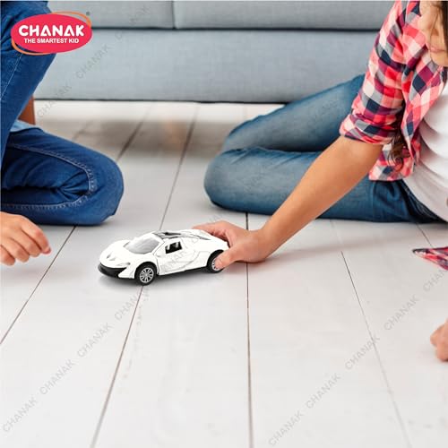 Image of Chanak Die Cast Car for Kids Alloy Metal Pull Back Car Toy Car Toy Vehicle with Openable Doors & LED Lights Cars for Kids Collectible Toy Vehicle Gift for Kids Boys Girls BIS Approved (White)