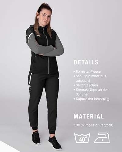 JAKO Damen Kapuzenjacke Performance, Schwarz/Anthra Light, 40