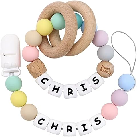 Personalized Gifts Set with Name, Luxurious Ideal Gift for Newborns, Rattle and Clip (Candy) Cover