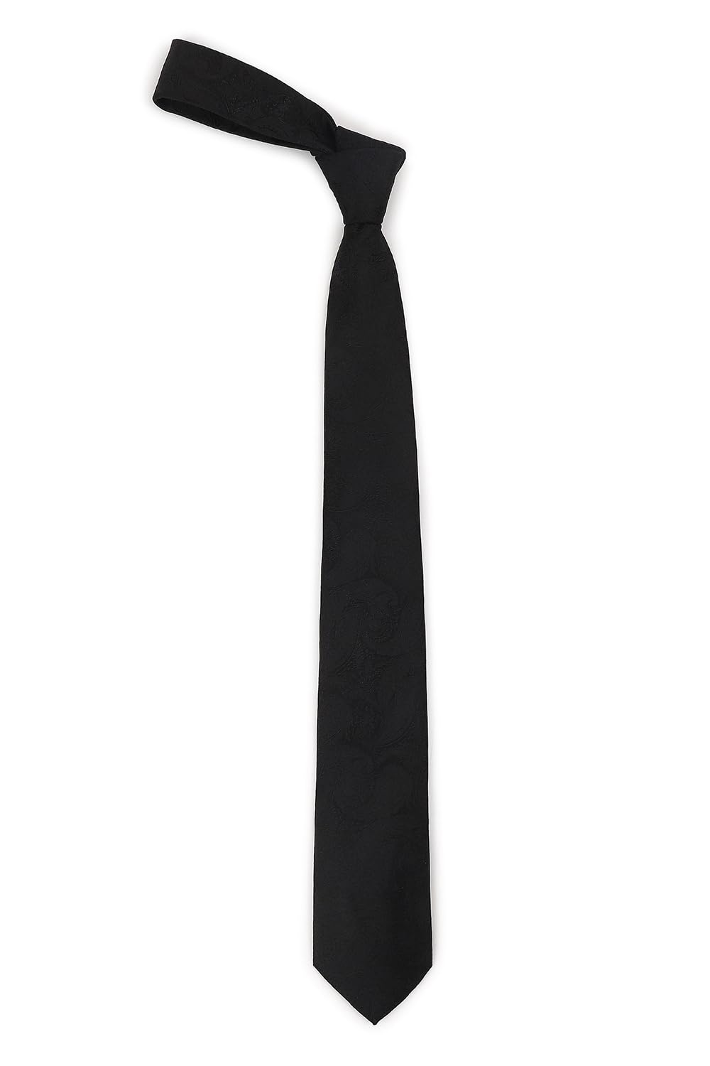 Men Black Embroidered Tie-image-7