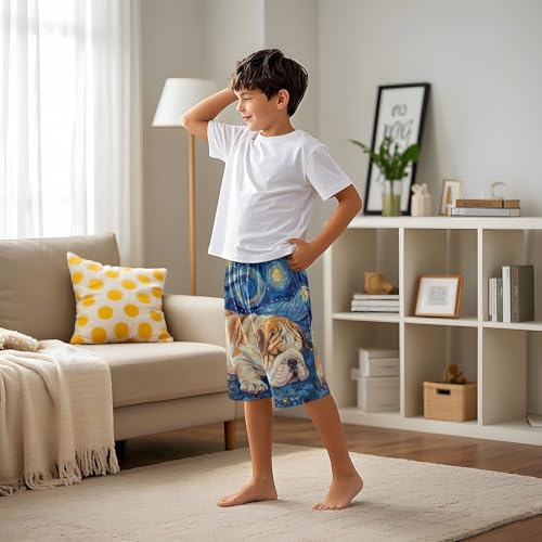 ALAZA Van Gogh Bulldog Dog Galaxy Pajama Shorts Sleep Shorts Pant Lounge Pajama Bottoms Elastic Waist with Pockets4