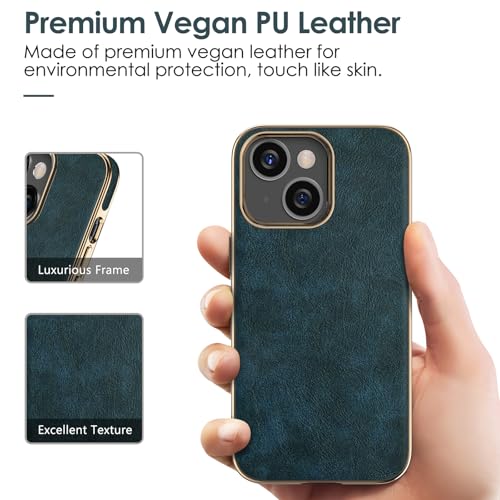 LOHASIC for iPhone 14 Case Leather, Luxury Phone Case Cover, Dark Blue - image 5