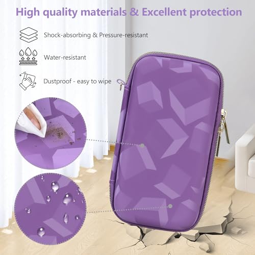 Image of Supmay Hard Carrying Case Compatible with Nintendo DS Lite NDSL, Gameboy Advance Games Storage Holder Travel Bag with Mesh Pocket for USB Charging Cable, Stylus, Earphones, Game Cartridge, Purple