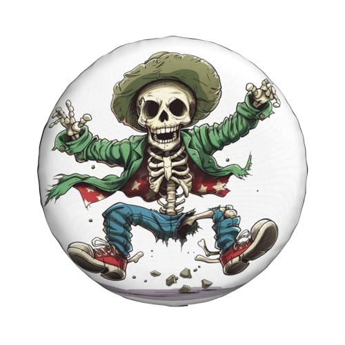 Image of Skeleton Spare Tire Cover, Universal Wheel Tire Cover Funny Skull Skeleton Tire Protectors for Trailer RV SUV Truck Camper 16 Inch