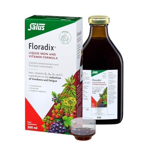 Floradix Liquid Iron & Vitamin Supplement 500ml. Contributes to The Reduction of Tiredness. No preservatives. Suitable for Women Children 3+ During Pregnancy and Vegetarians.