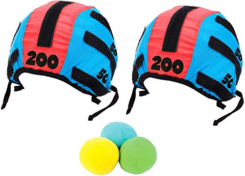 Tossing Head Games for Adults and Kids – Hook and Loop Tape Target Cap and Ball Toss Game Set with 5 Pieces, 2 Headbands Caps Hats and 3 Soft Balls Indoor Outdoor Tossing Games Ideal Gift Ideas
