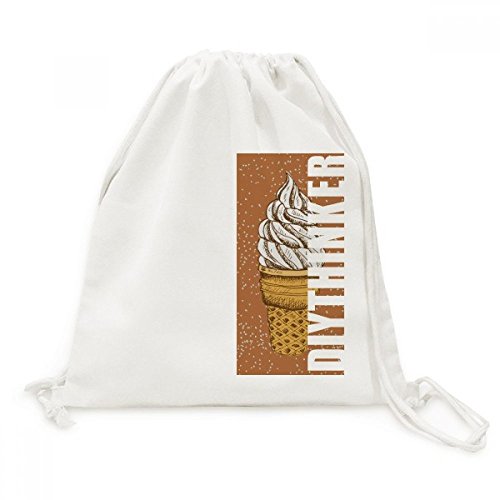 Sac cordon Toile Crème Chocolat avec motif imprimé gourmand et résistant