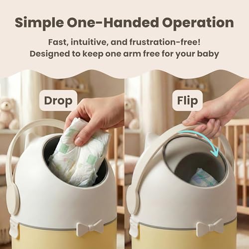iTouchless Diaper Pail, Baby Trash Can with Ag+ Silver Ion, Odor Locking Bin - Fits Any Bag, No Refills Needed, Award-Winning Nursery Baby Registry Gift - Sand Almond - Thumbnail 4