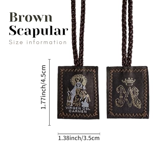 3 Pack Brown Escapulario De La Virgen Del Carmen, Green San Judas Tadeo Escapularios Catolicos, Red Virgen De Guadalupe Necklace Gift For Women Man Mexican Decoration3