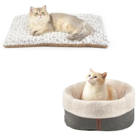 Double Sided Self Warming Cat Bed & Self Warming Round Thermal Pet Bed Cover