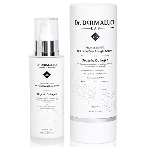 Bio Crema Facial Hidratante Colágeno Marino, Retinol, Ácido Hialurónico, Vitamina C+E, Oligopeptidos, Aloe Vera, Aceite Jojoba |Ecológico/Antiedad | Belleza Natural |Regalo Original |Made in Italy