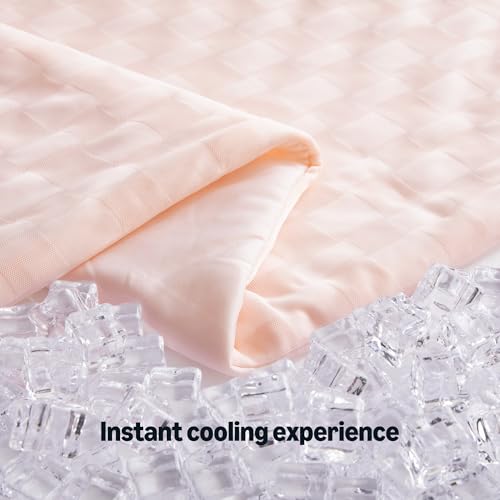 Image of Amazon Basics Cooling Comforter, Soft Lightweight Waffle Weave Blanket for Hot Sleepers, Summer & All Season Bedding to Keep Cool for Night Sweats, 90 inchx90 inch, Queen, Pink