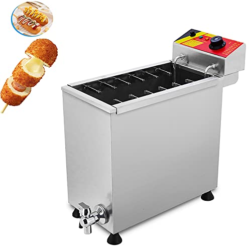 YXFAZPP Máquina de freír de palitos de Hot Dogs de Queso Comercial, freidora automática de Perros de maíz de 25L, freidora Comercial eléctrica de 3kw para Restaurante