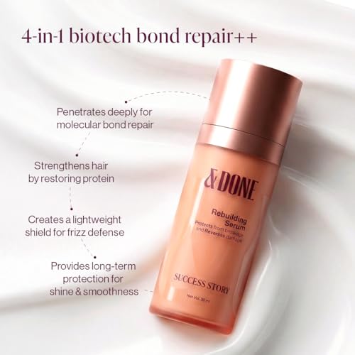 Image of &Done Frizz Control Hair Serum for Dry Frizzy Hair | 72hrs Frizz Free Hair | For Women & Men | Frizz Repair in 3 minutes | Bond Repair Treatment & Leave in Conditioner Serum | Suitable for Straight, Wavy, Curly Hair Type | Sulphate Free and Paraben Free - 30 ml