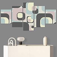 SIGNWIN 5 Panel Canvas Wall Art Modern Art Contemporary Dramatic Geometric Mixed Media Multicolor Patterns for Home Decorations Ready to Hang - 60