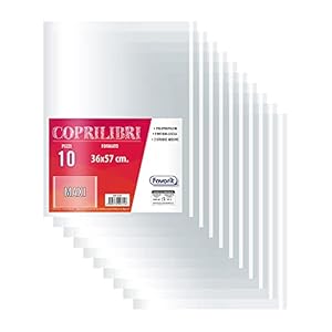 Favorit Coprilibri Formato Maxi 36 x 57 Trasparenti, Finitura Liscia, Conf. da 10 pezzi