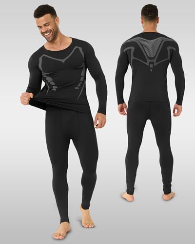 Upgraded Thermal Underwear for Men Long Johns Set for Cold Weather Base Layer Top & Bottom with Fleece Lined2