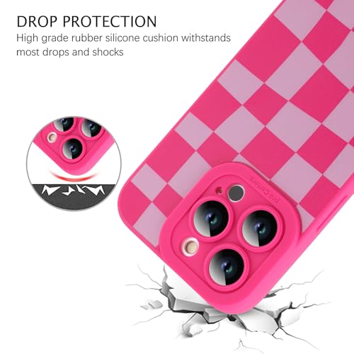 Image of ZIYE for iPhone 13 Pro Case Hot Pink Flower Pattern Phone Case
