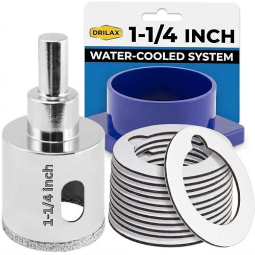 Drilax 1-1/4 Inch Diamond Hole Saw with Water Guide, Tile Drill Bit for...