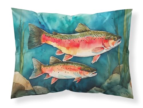 Caroline's Treasures DAC2839PILLOWCASE Trout Standard Pillowcase Lightweight Super Soft Easy Care Decorative Artwork Pillowcase, Standard