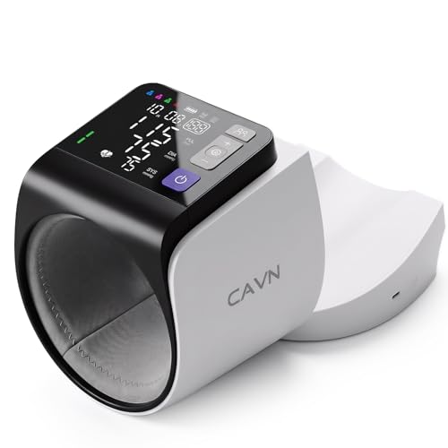 CAVN Blood Pressure Monitor for Home Use No-Wrap BP Monitor with Arm Tunnel Design One-Touch Operation Large Display Fits 8.7-15.7 Arms 4 Users x 199 Memory USB-C or Battery Powered