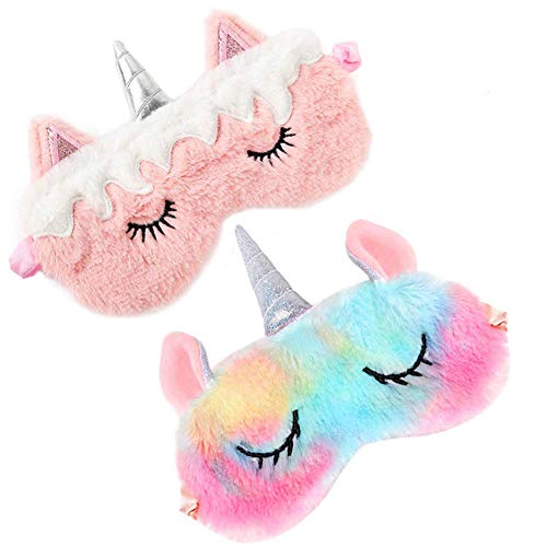2 Pack Cute Animal Unicorn Sleep Mask for Girls Cute Unicorn Horn Soft