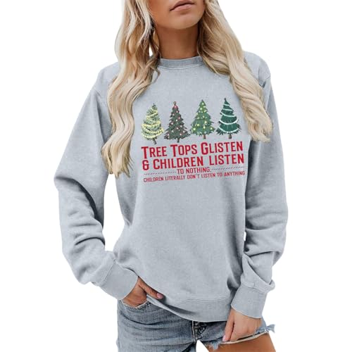 Jersey Navideño Mujer Sudaderas Feo Ugly Christmas con Árbol De Navidad Sweatshirt Suave Y Cálida Top Suave Y Cálida Adolescente Chica Bonita Camiseta Navidad Talla Grande