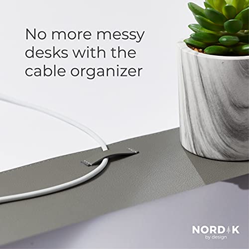 Nordik Leather Desk Mat Cable Organiser (Alaskan Grey 89 X 43 Cm) Premium Extended Mouse Mat For Home Office Accessories - Non-Slip Vegan Leather Desk Pad Protector & Desk Blotter Pad - 3