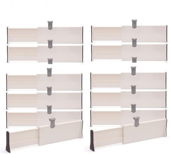 Schubladenteiler 12er-Set – verstellbar 28–43 cm – 10 cm hoch – Weiß