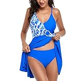 Badeanzug Damen Sportlich Wettkampf Schwimmanzug MäDchen Bikinioberteil Bindegürtel Tankini 54 Schwimmanzug 140 Badeanzug Mit Beinen Tankini Mit Push Up(Blue, XXL)