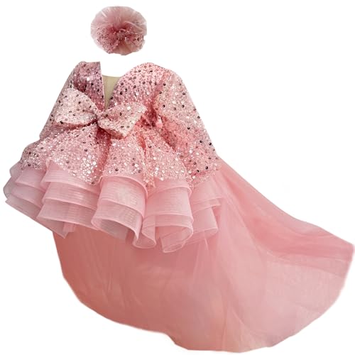 KLFFLGID Baby Girl Pageant Dress Sequins Embroidered Lace Toddler Flower Wedding Birthday Party Gown Dresses