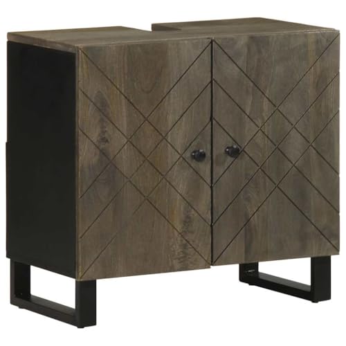 CFODOJ Home & Garden,Mueble de fregadero negro 62 x 33 x 58 cm madera maciza mango
