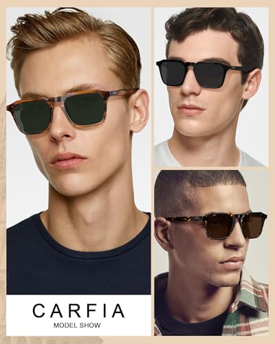 CARFIA Acetate Classic Square Polarized Sunglasses for Men Women UV400 Lenses Hand-crafted Frame Retro Outdoor Sun Glasses2