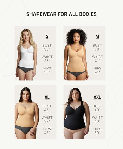 Image of FeelinGirl Women Tank Tops Shapewear: Tummy Control Compression Tank V Neck Seamless Body Shaper Camisole Tops for Women