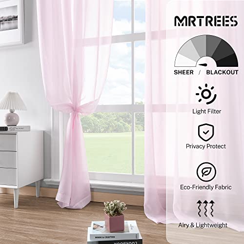 Mrtrees Sheer Curtains Girls Room 95 Inches Long Pink Nursery Curtain Sheers Transparent Sliding Glass Door Bedroom Window Curtain Panels Living Room Drapes 2 Panels Rod Pocket Voile #TOP1