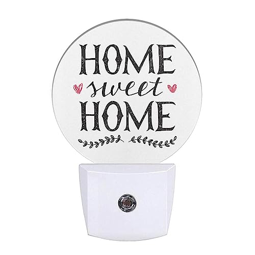 Image of Night Lights Plug into Wall Sweet Home Hand Lettering Word Night Light Dusk to Dawn Sensor LED Lighting for Bedroom Bathroom Living Room, 0.5W Sleep Friendly