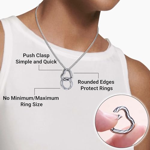 GAVU Stainless Steel Ring Holder Necklace for Women, Women’s Heart Pendant Ring Keeper Necklace 16"/18"/20"3