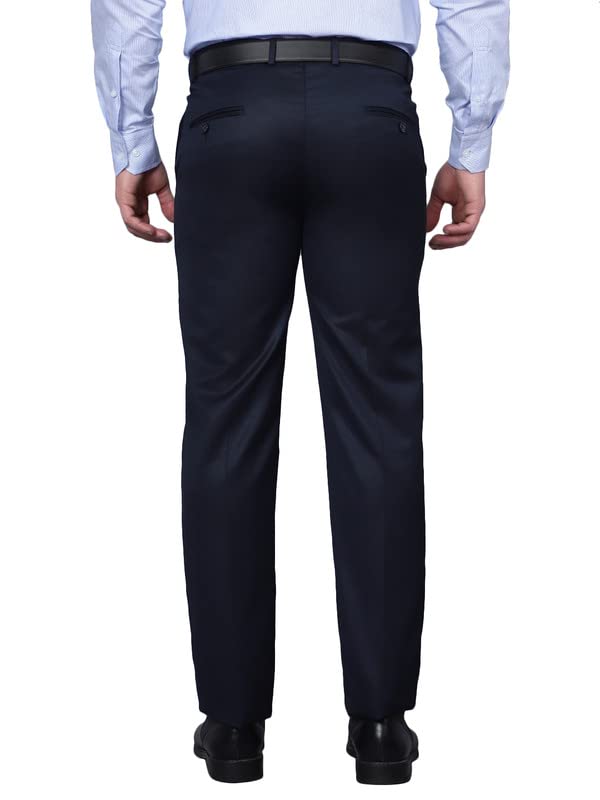 Image of Cantabil Men Navy Blue Regular Fit Formal Trouser (P MTRF00070 Navy)