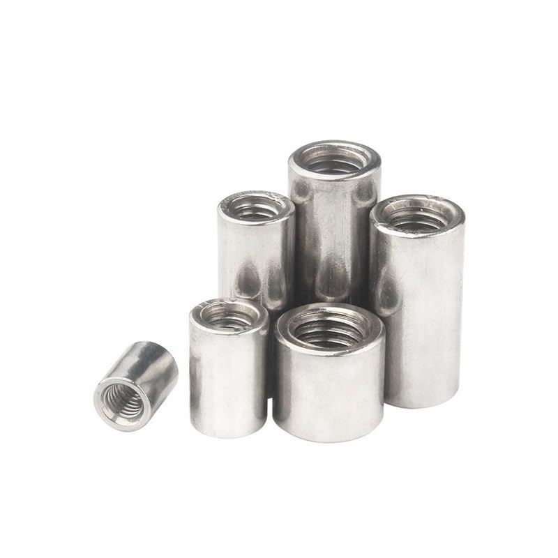 TSIOHKBS 2/10pcs M3 M4 M5 M6 M8 M10 304 Stainless Steel Extend Long Lengthen Round Coupling Nut Connector Joint Sleeve Nut (10pcs M6x10x8mm)