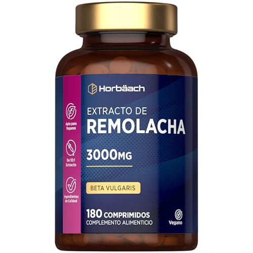 Remolacha Suplemento 3000mg | Beetroot Extract Supplement | Potenciador de óxido nítrico | 180 Pastillas Veganas | de Horbaach
