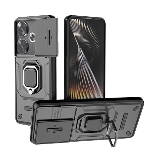 Image of CamShield Pro Case with Slide Camera Protection and 360 Protection Ring Stand Bumper Back Case Cover for Mi Redmi Turbo 3 5G (Black)
